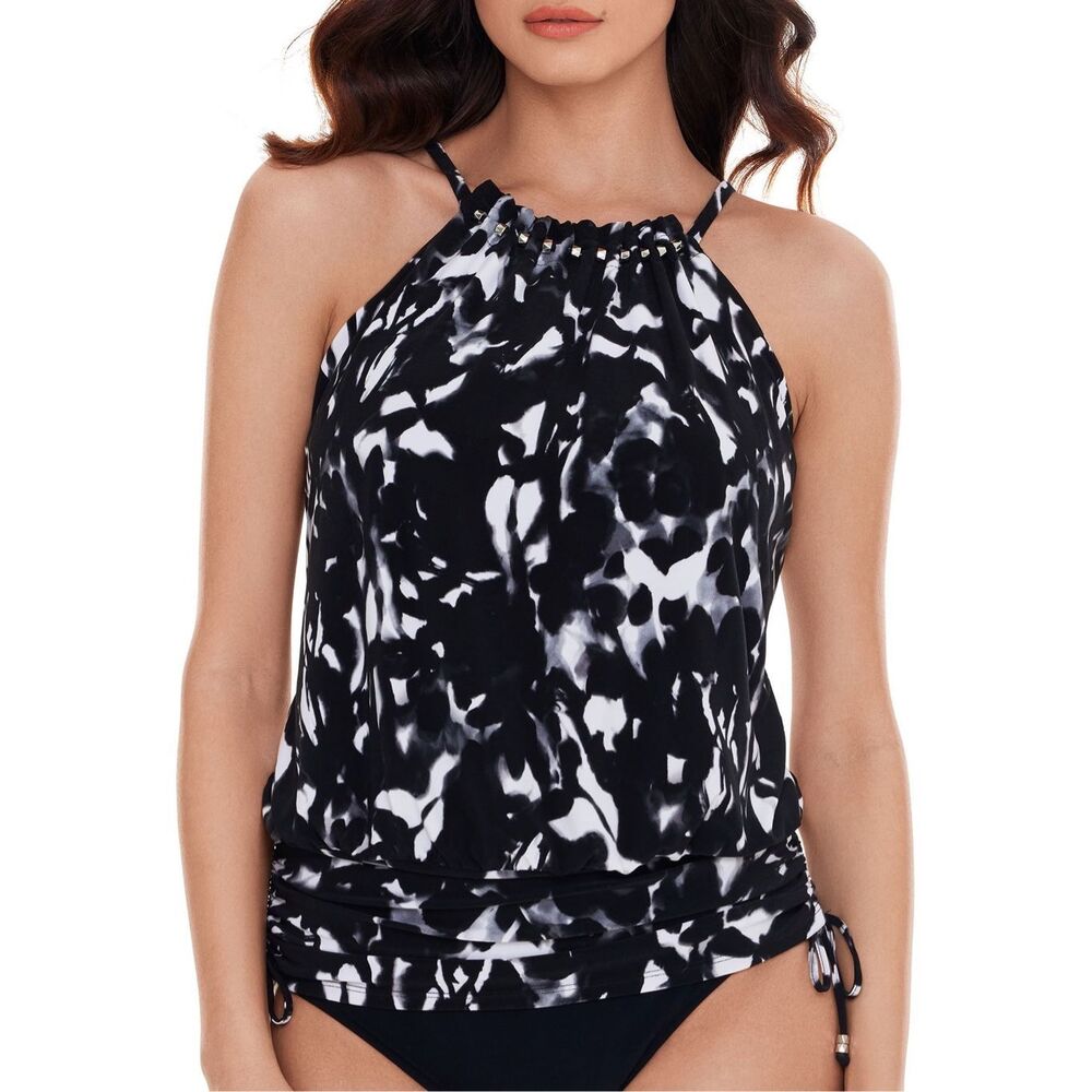 Magicsuit by Miraclesuit Dream State Babs Beaded Tankini Top Black Multi 12 - Picture 2 of 4